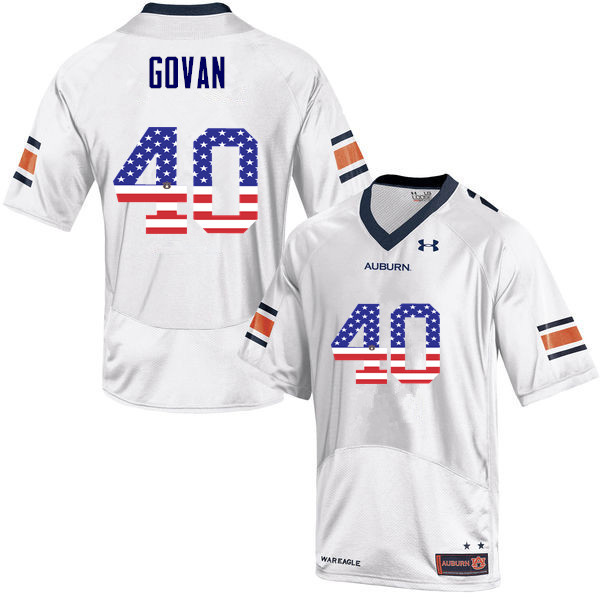 Men's Auburn Tigers #40 Eugene Govan USA Flag Fashion White College Stitched Football Jersey